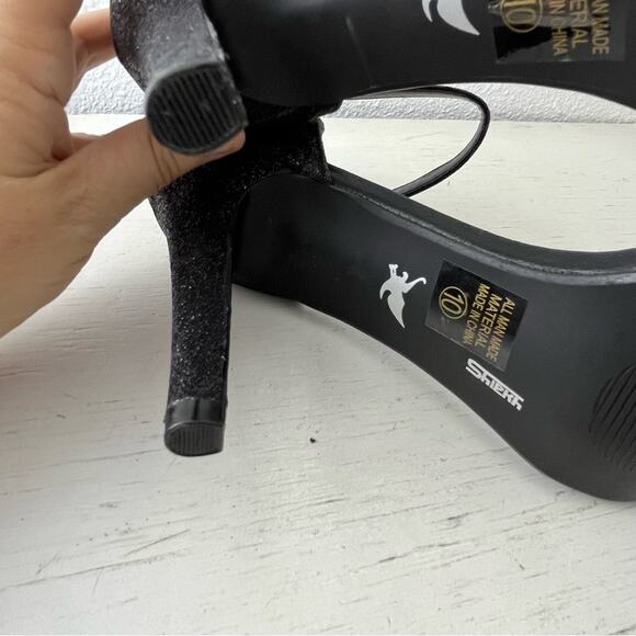 Shiekh black glitter open toe ultra high heel ankle strap 10 - Picture 9 of 12